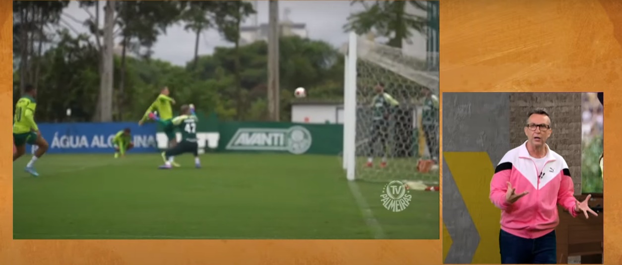 Neto mostra treino do Palmeiras para Sylvinho ver