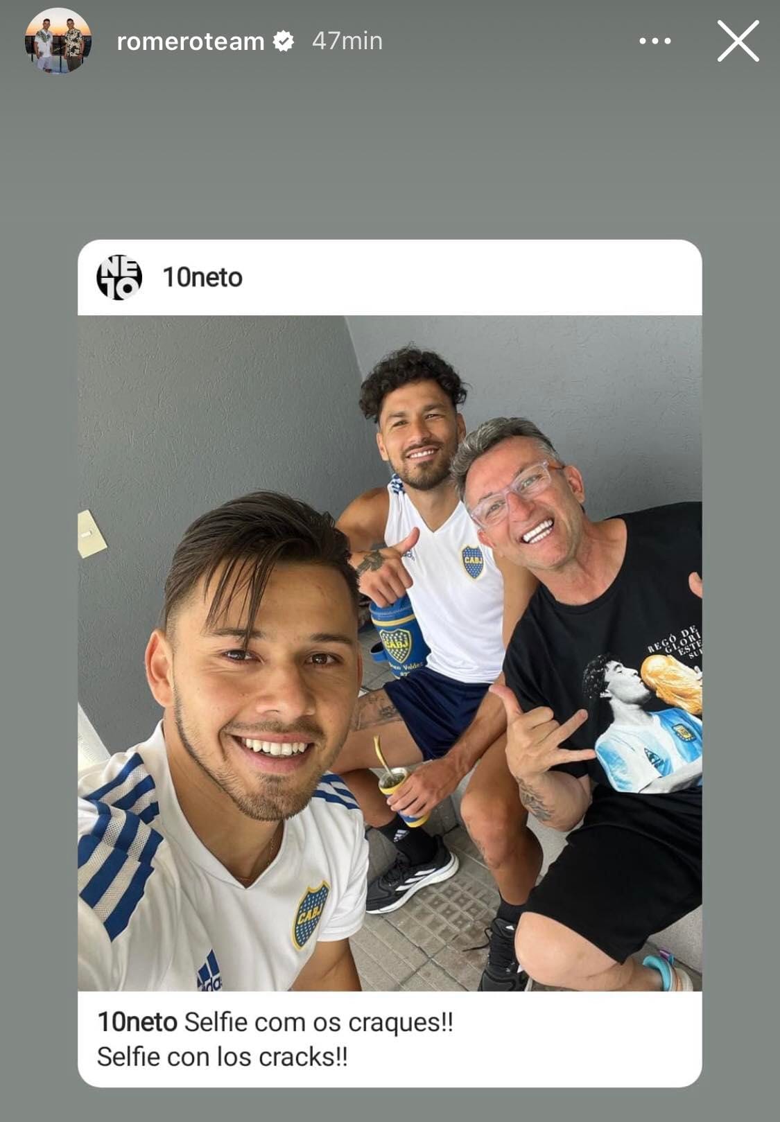 Óscar Romero publica foto ao lado do Craque Neto