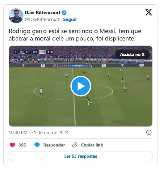 Torcida do Corinthians critica Garro