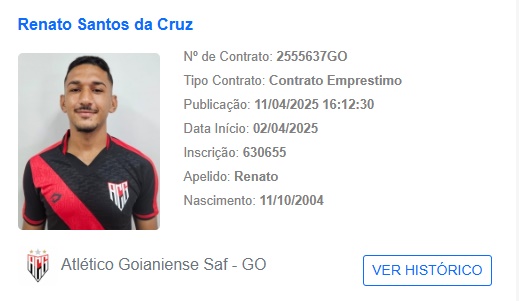 Renato do Corinthians emprestado ao Atlético-GO